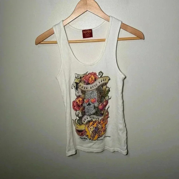 Vintage Y2K hard rock bling tank top skull goth punk M - Picture 6 of 6